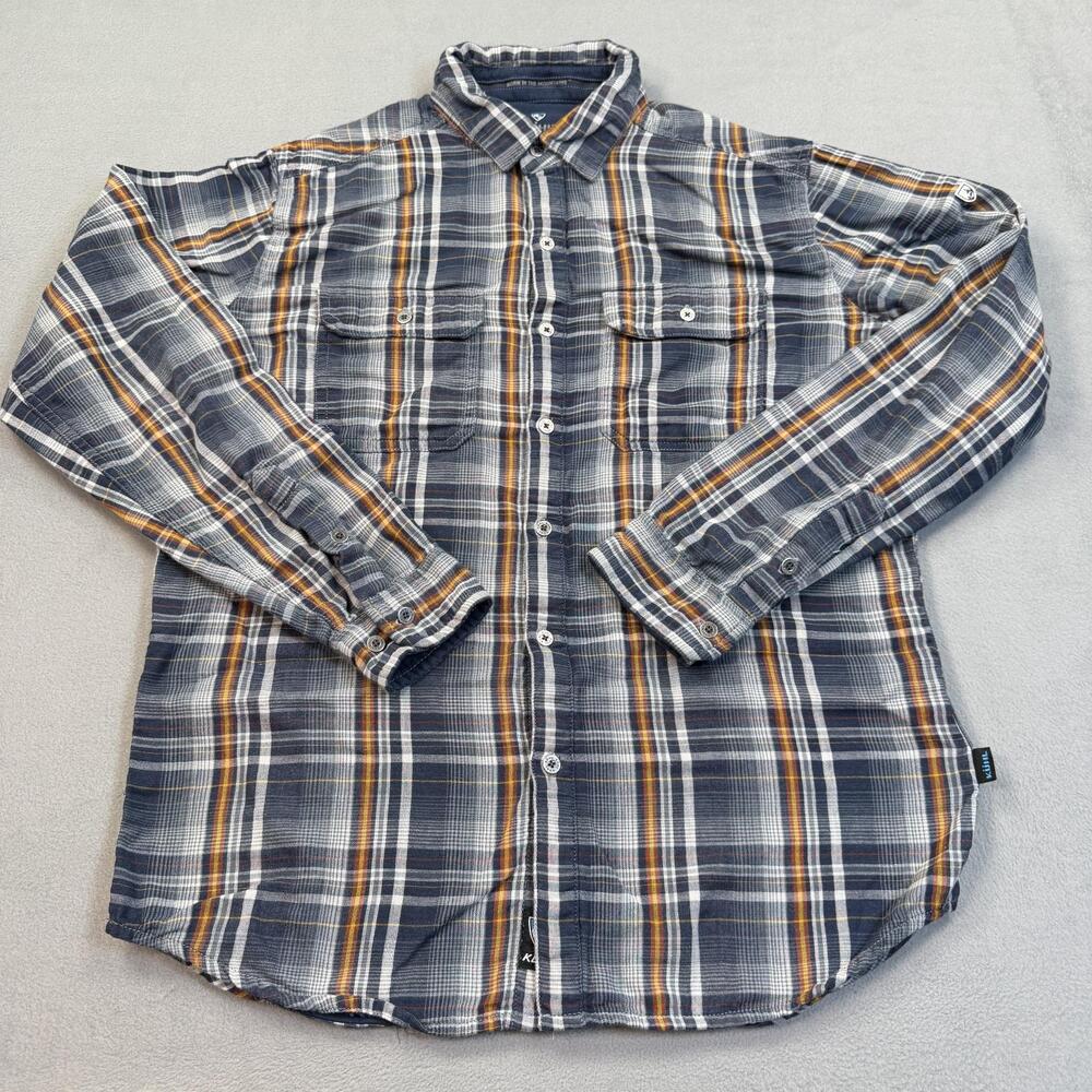 Kuhl Shirt Mens Medium Blue Plaid Long Sleeve Flannel Button Up Casual Outdoor